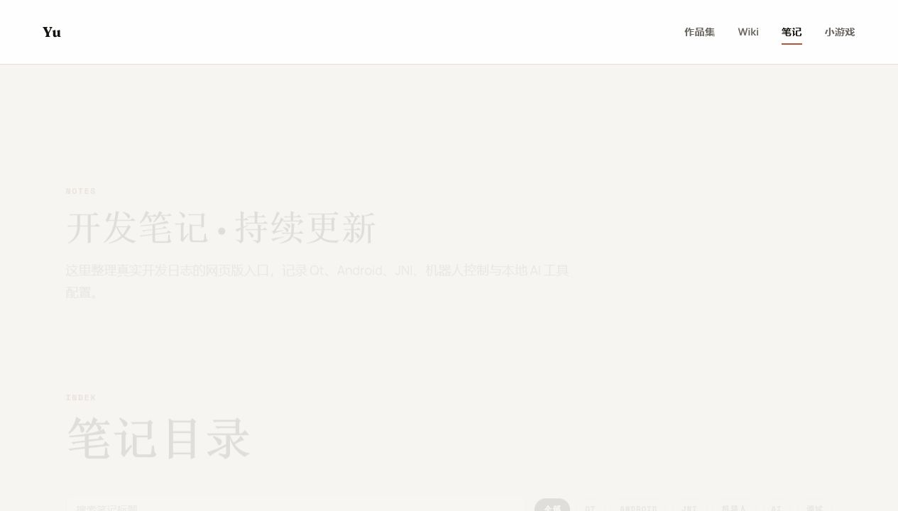 MyselfBlog 本站运行界面：本地浏览器打开的笔记列表页